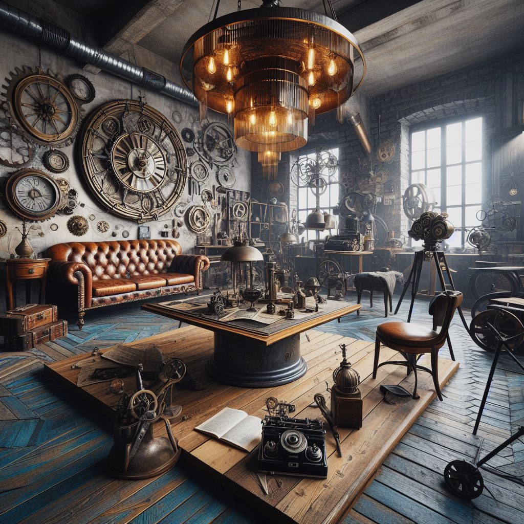 Steampunk Wnętrza - Meble, Oświetlenie i Detale Kreujące Industrialny Klimat