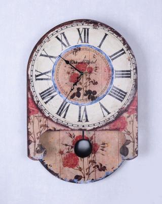 angielskie róże zegar z wahadłem w stylu rustykalnym