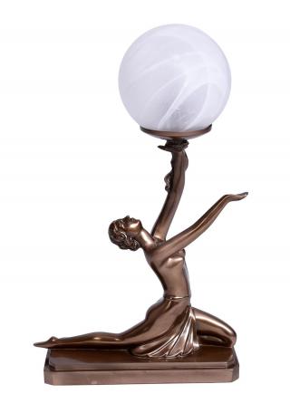 lampa stołowa z figurą tancerki w stylu art deco