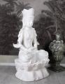budda w pozycji lotosu biała figura styl orientalny 120 cm