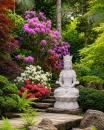 Budda w Pozycji Lotosu Biała Figura Styl Orientalny 120 cm