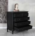 czarna komoda pięć szuflad girlandy shabby chic