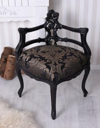 czarne narożne siedzisko w stylu barokowym
