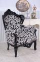 imponujący czarno-biały fotel w stylu barokowym