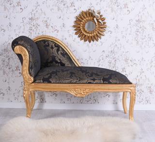 czarno-złoty szezlong w stylu barokowym