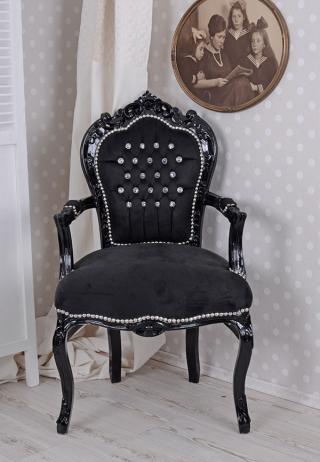 czerń i kryształ fotel w stylu barokowym