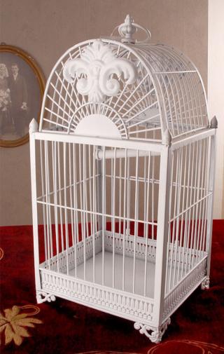 biała klatka dla ptaków styl prowansalski shabby chic