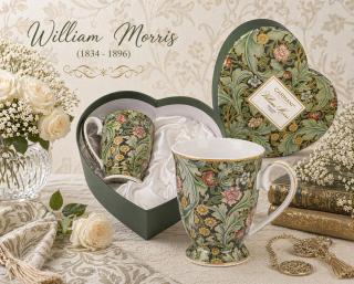 dwa kubki serce william morris motyw w stylu secesyjnym