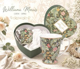 dwa kubki serce william morris motyw w stylu secesyjnym