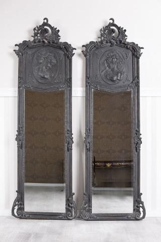 dwa lustra meble barokowe czarna rama 180 x 55 cm