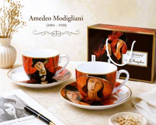 dwie filiżanki z podstawkami amedeo modigliani zestaw upominkowy