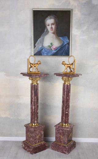 dwie kolumny kwietniki marmur meble barokowe wys. 105 cm