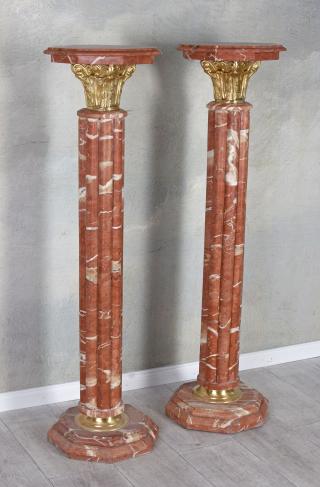 komplet dwóch kolumn z różowego marmuru 113 cm