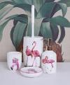 flamingi porcelanowy zestaw łazienkowy