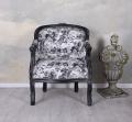 fotel styl barokowy toile de jouly czerń i biel