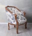 fotel uszak styl barokowy toile de jouy
