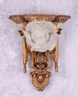 barokowa konsolka naścienna z głową aniołka