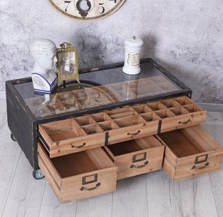 stół kawowy ława z szufladami meble loftowe styl industrialny