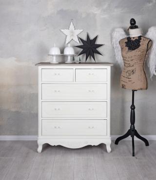 komoda styl rustykalny shabby chic pięć szuflad