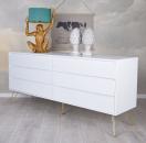 Komoda Sześć Szuflad Biała 160 x 40 cm Styl Vintage