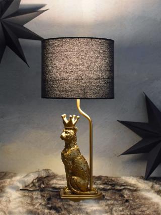 królewski leopard czarno-złota lampa