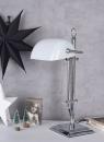 Lampa Bankierska z Białym Kloszem i Regulacją Wysokości
