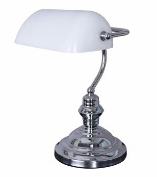 lampa bankierska z białym kloszem w stylu belle epoque