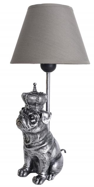 lampa królewski mops srebrny 40 cm figury zwierząt