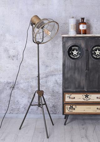 oryginalna lampa podłogowa na statywie styl infdustrialny