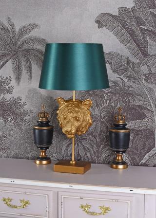lampa szmaragdowo-złota głowa tygrysa 57 cm