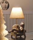 Lampa Czytający Kot Figury Zwierząt Shabby Chic