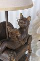 lampa czytający kot figury zwierząt shabby chic