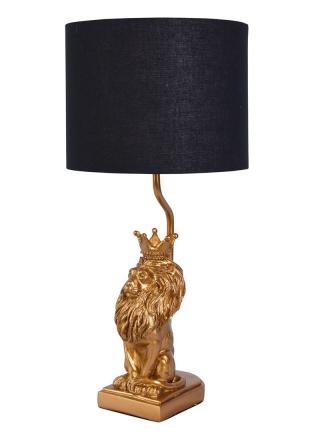 lampa lew w koronie czarno-złota figura