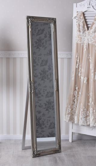 lustro stojące z podpórką styl barokowy srebrne 160 x 40 cm