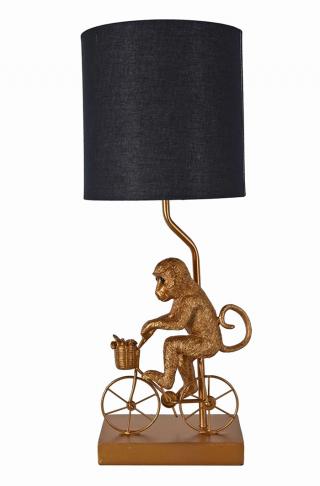 małpka na rowerze czarno-złota lampa