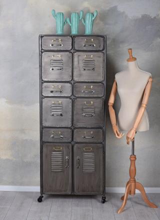metalowa szafa na kółkach 10 szuflad szafka styl industrialny meble loftowe