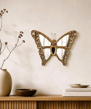 lustro motyl styl art deco dekoracje ściany 25 x 19 cm