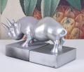 srebrny nosorożec komplet podpórek do książek