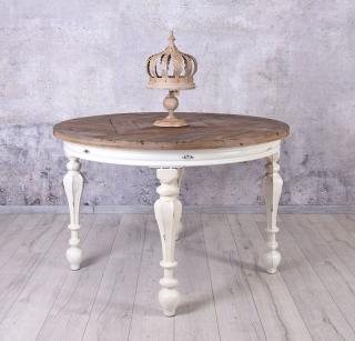 duży okrągły stół z dekoracyjnym blatem drewno & metal