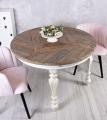 duży okrągły stół z dekoracyjnym blatem drewno & metal