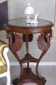 okrągły stolik szklany blat dekoracyjna snycerka meble barokowe