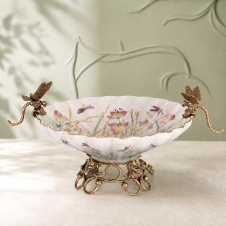 patera wiosna ważki i kwiaty porcelana i brąz