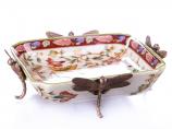 Stylowa Patera z Ważkami Porcelana i Brąz
