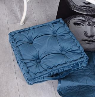 poduszka na krzesło niebieski aksamit 40 x 40 cm