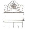 metalowy regał ścienny z półką i wieszakami shabby chic
