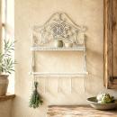 Metalowy Regał Ścienny z Półką i Wieszakami Shabby Chic