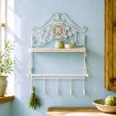 Metalowy Regał Ścienny z Półką i Wieszakami Shabby Chic