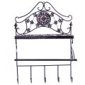 czarny regał ścienny z półką i wieszakami shabby chic