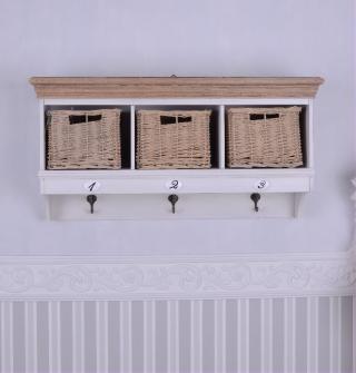 ścienny regał z wieszakami przedpokój shabby chic