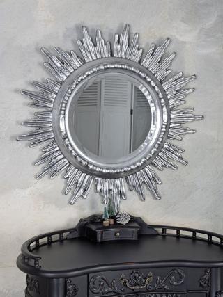 słoneczne lustro styl barokowy srebrne